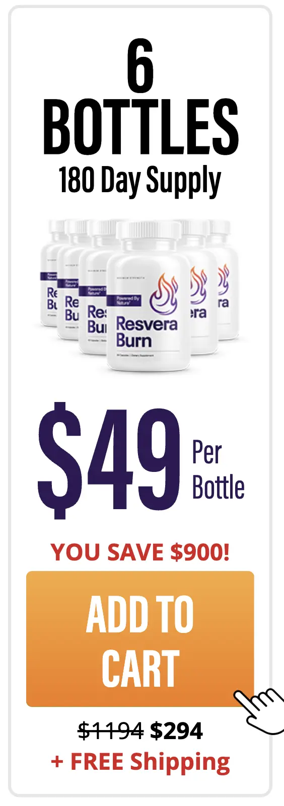 ResveraBurn 6 bottle 180 day supply best value package